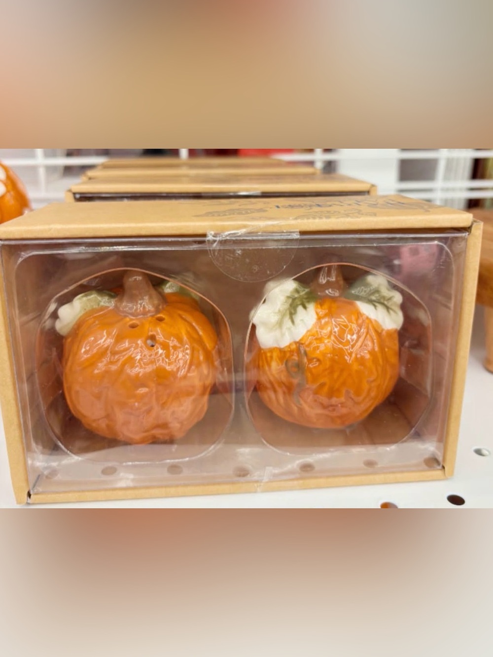 Hand-Painted Ceramic Pumpkin Salt & Pepper Shaker Set - Orange